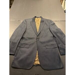 Stacy Adams Men's Blue Superlative 150s Peak Lapel Suit Jacket - Size 46L